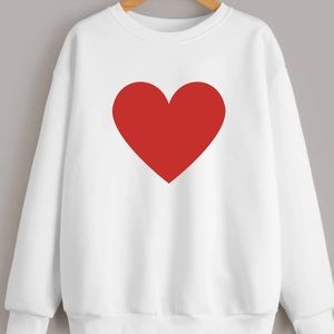 Simple Red Heart Valentine’s Day Holiday Graphic Unisex Crewneck Sweatshirt